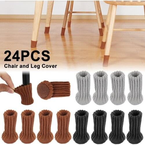 24Pcs Knitted Chair Leg Socks High Elastic Table Feet Leg Floor Protector Covers Furniture Non-slip Protection Pads Reduce Noise