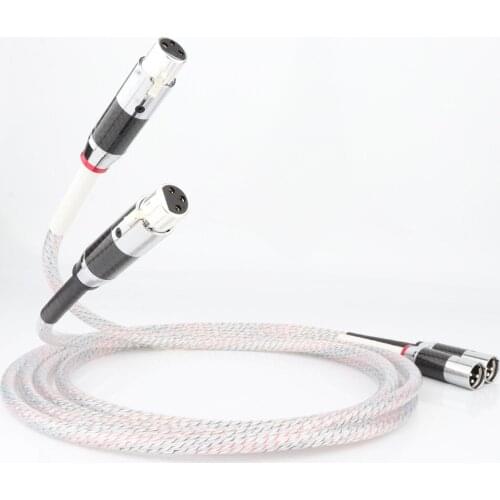 High Quality Pair Nordost Valhalla 7N silver plated audio interconnect balance cable with Carbon fiber XLR plug connector