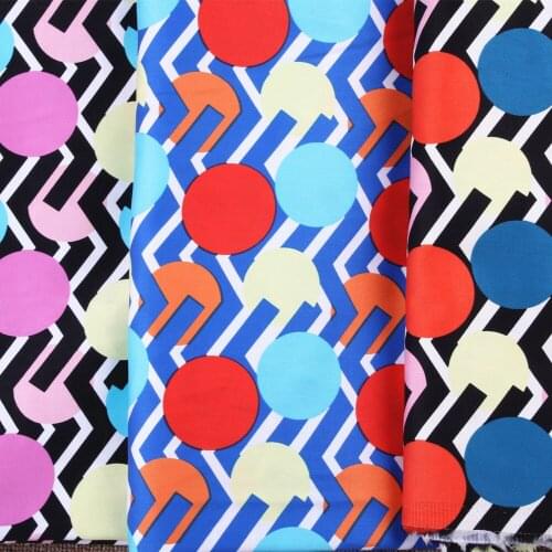 Colorful geometric large wave point fabric Retro style fabric Calico Printed cotton fabric for DIY Bag 1 order=50cm*140cm