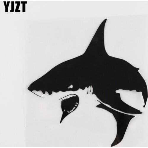 YJZT 13.2CMX13.2CM Shark Attack Sea Animals Decal Vinyl Car Sticker Black /Silver 13C-0231