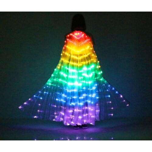 1Pc Stage Performance Props Women Dance Accessory LED Dance Wings Light Up Wing Costume LED Dance Wings Rainbow Color With Stick