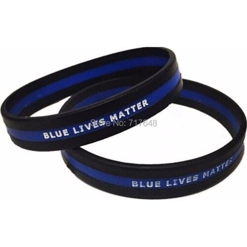1000pcs triband Blue Lives Matter wristband silicone bracelets free shipping by FEDEX