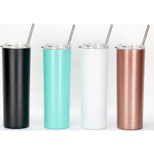 20oz Sublimation Skinny Tumbler Stainless Steel Double Wall Insulated Straight Cup with Straw WB2868