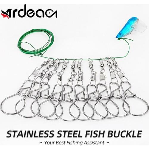 ARDEA Stainless Live Fish Button10 hooks steel fly live fish lock accessories outdoor fishing tackle