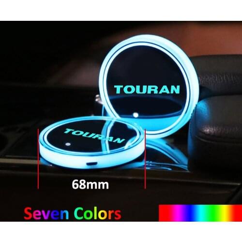 2Pcs For VW Volkswagen Touran 1 2 2021 2020 2019 - 2003 Car LED Cup Holder Auto Interior Lighting Decorative lamp Drink Holder