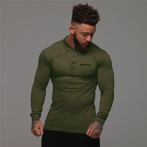 Brand casual spring luxury Solid color long sleeve slim fit men polo shirt streetwear social dress shirts mens fashions jersey