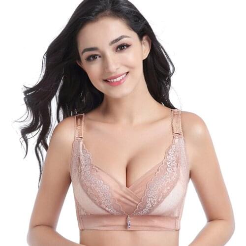 Women Sexy Underwire Padded Push Up Embroidery Lace Bra 34 36 38 40 B C Brassiere Bra Push Up Bras Plunge BH Lingerie