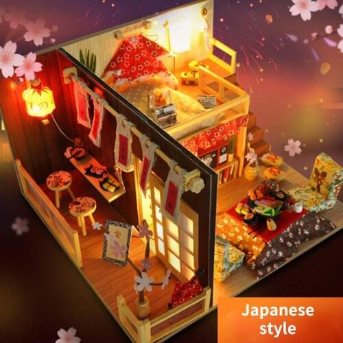 Wooden Diy Japanese Style Loft Handmade Creative Villa House Model Assembled Toy Birthday Gift Female