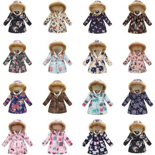 Children Coat Baby Girls winter Coats long sleeve coat girls warm Baby jacket Winter Outerwear cartoon fleece