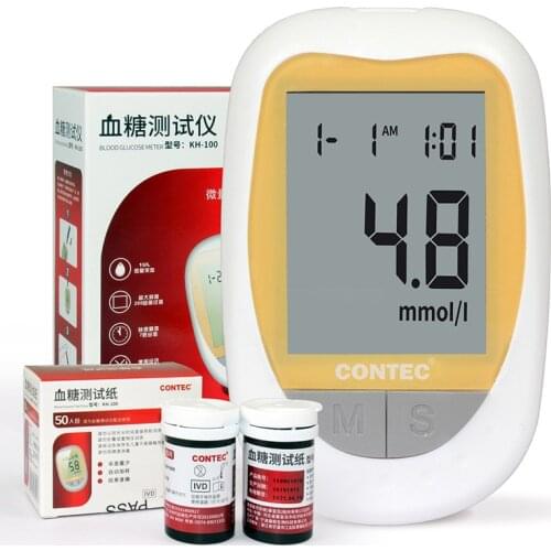 CONTEC KH-100 Blood Glucose Monitor Health Aid Glucometer 50PCS Test Strips Lancets Kit Blood Sugar Meter Diabetes Tester