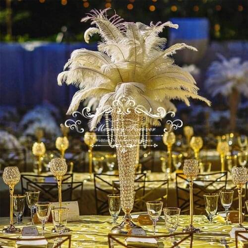 Crystal wedding centerpiece table flower vase wedding decoration trumpet vases gold silver flower ball stand