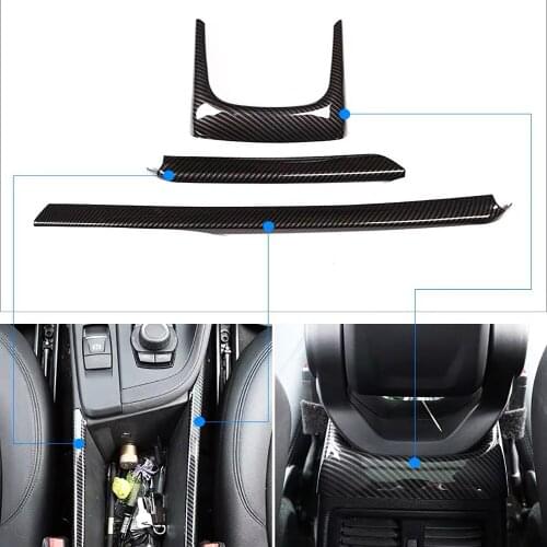 JEAZEA 3Pcs Carbon Fiber Style ABS Car Armrest Box Decoration Strip Trim Cover For BMW X1 F48 2016 2017 2018 Car Accessories