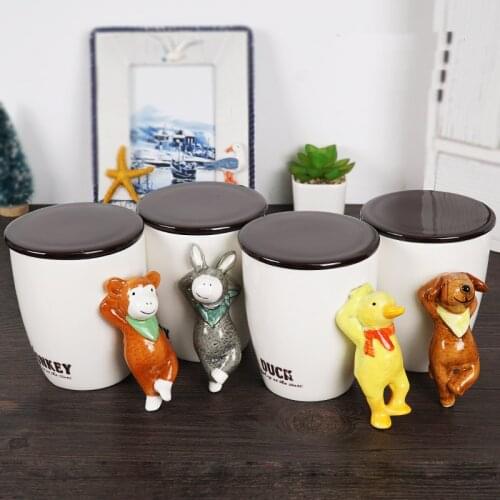 Beautiful cute Cartoon Animal mug Creative Animal handle Milk Cup Dog monkey Donkey Duck