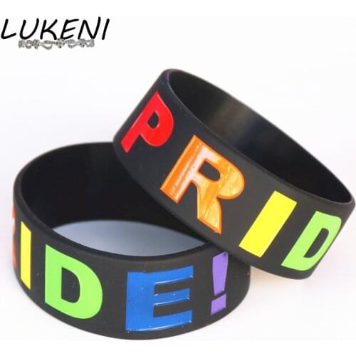 LUKENI Fashion 1PC Gay Pride Rainbow Colour Slim Awareness Silicone Bracelet Wristband Bangles Women Men Jewelry Gift SH088