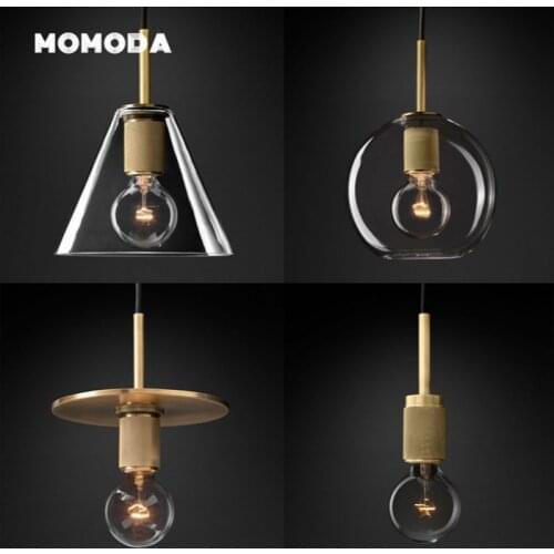 Industrial LED Chandeliers Lighting American Style Glass Metal Single Pendant Lights Bedroom Living Room Dining Room Lamps Deco