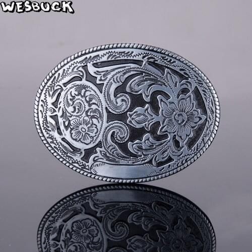 WesBuck Brand Flower Metal Cool Black Belt Buckles for Man Unisex Western Buckle Cowboys Cowgirls Paracord Buckle Luxury Hebilla