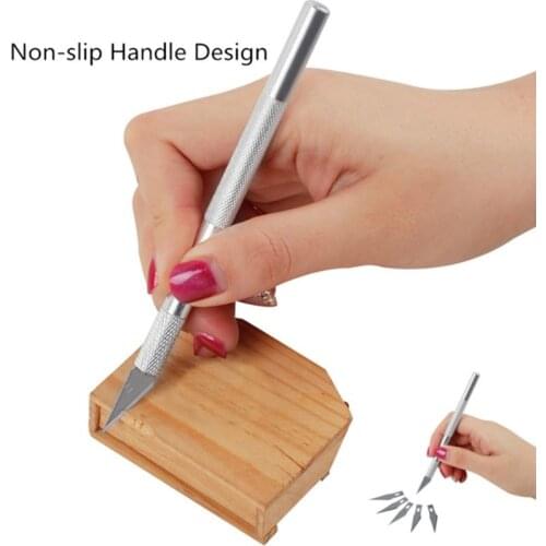 Metal Scalpel Knife Tools Kit Cutter Engraving Craft knives + 5pcs Blades for Phone PCB DIY Repair No-slip Hand Tools Sets