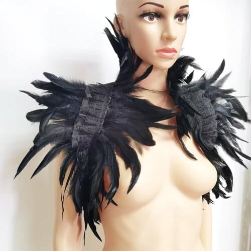 Victorian Feather Shoulder Wrap Feather Shawl Feather Scarf Rooster Feather Shrug Gothic Fake Collar Halloween Cosplay Costume