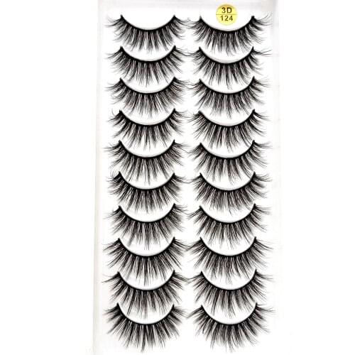 NEW 10 Pairs 3D Soft Mink Hair False Eyelashes Handmade Crisscross Wispy Fluffy Long Lashes Natural Eye Makeup Tools Eye Lashes