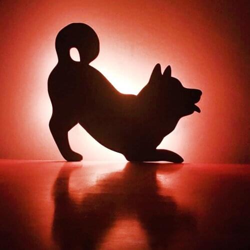 Novelty Smart Light and Voice Control Night Light Cat Dog Silhouette Shadow LED Projection Light