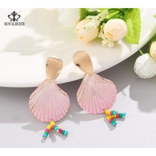 New Arrival Elegant Women Beads Earrings Dominated Fashion Shell Drop Earrings Korean Joker Sweet Lovely Heart Earring