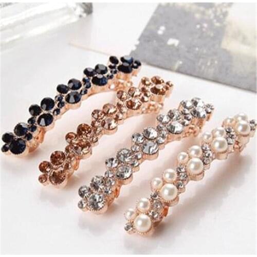 New Women Elegant Pearls Crystal Shining Barrettes Hair Clips Headwear Hair Holder Hairpins Beautiful Headbands Hair Accessories
