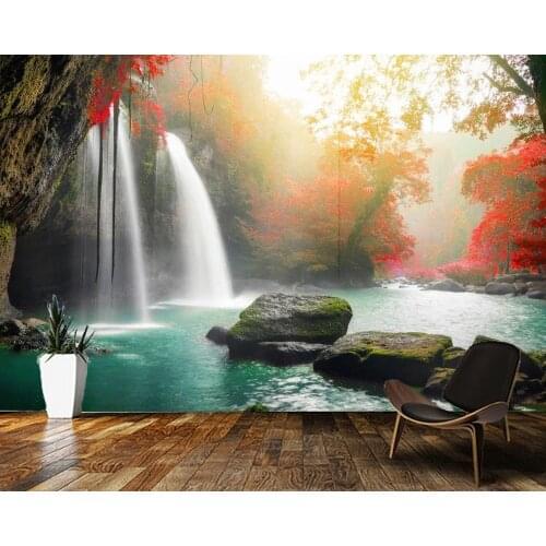Papel de parede waterfall in Thailand park natural landscape 3d wallpaper,living room bedroom wall papers home decor mural