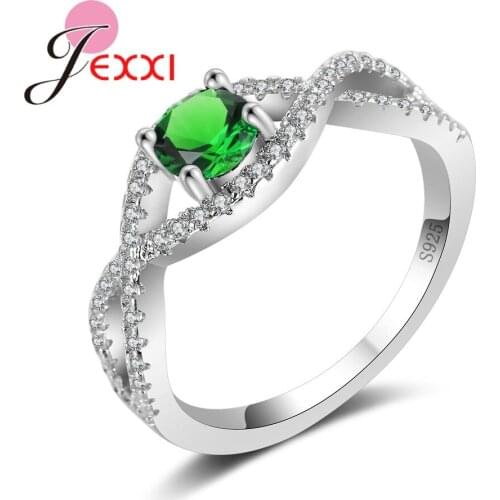 Wholesale Wedding Band Rings 925 Sterling Silver Green CZ Crystal Mothers Birthday Party Jewelry Gifts Vintage Style