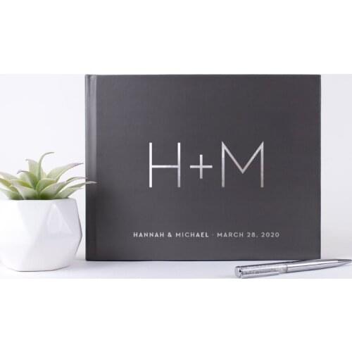 Personalized Silver Wedding Guest Book, Custom Alternative Guest Book Ideas Photo Book White and Silver or Gold Foil names date