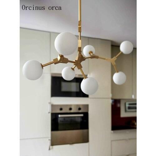 Postmodern creative personality magic bean chandelier restaurant bedroom Nordic simplified LED golden glass ball Chandelier