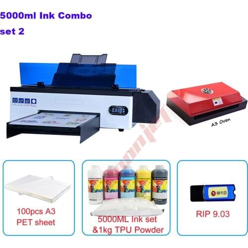 A3 DTF printer with 5000ml ink PET Film oven Tshirt Printer DTF Printing Machine for shoes Hoodies Jacket Hat Jeans