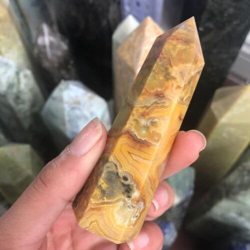 Rare natural crazy agate crystal point natural crystal reiki healing 80-90MM