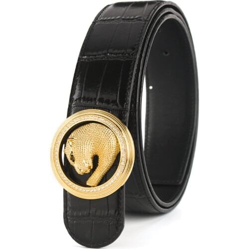 2021 New cheetah Mens Belt Authentic Top Cowskin Leather Buckle Belt Young and Middle-aged business leisure tide mens belt