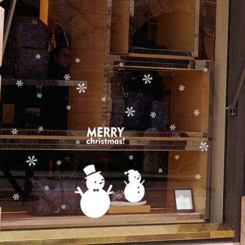 Christmas Snowman Electrostatic Wall Stickers Snowflake for Shop Glass Window Xmas stickers Decorative Design Decals Home Decor