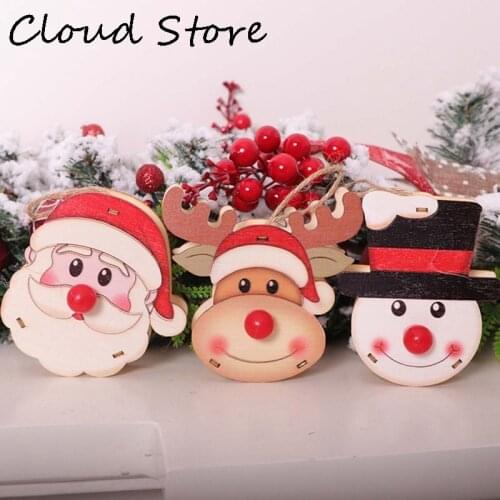Christmas Light Up Wooden Doll Ornaments Christmas Tree Decoration Santa Snowman Reindeer Hanging Glowing Pendant Party Supplies
