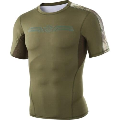 Shanghai Story Mens Fitness Elastic Slim Fast Dry Camouflage T-Shirt Summer Quick Dry Breathable Short Sleeve T Shirt