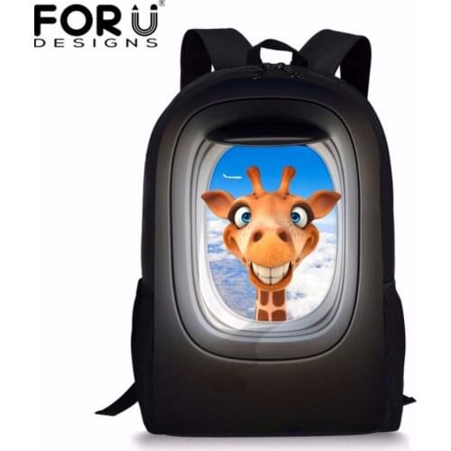 FORUDESIGNS Grey Giraffe School Backpack for Children Printing Artist Deer Bagpack Junior Kids Rucksack Bagpack Good Quality