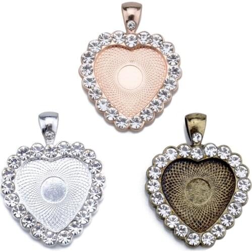 Ancient Silver Peach shape Inlaid stones Base Bottom Bracket Gem Care Size Inside Diameter 20mm Diy Jewelry Pendant