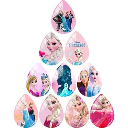 Disney Frozen Princess pattern 18x25mm handmade teardrop drop-shaped glass cabochon dome flat back jewelry production result