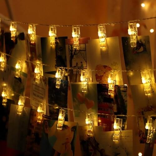 6m LED Light String 3.5cm Photo Clip Decoration Fairy Light Garland Wedding Christmas Party Decorations Home Decor Battery Power