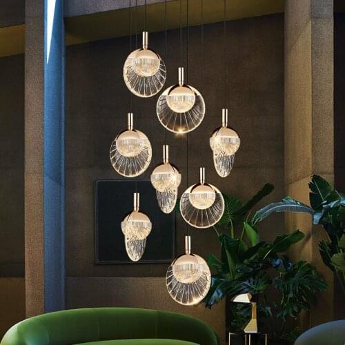 Smart Plug Led Staircase Chandelier Ceiling Modern Light Fixture For Luxury Hotel Deco Villa Vanity Bedroom Hanging Lamp Gold