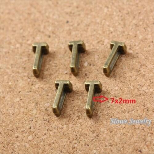 Wholesale 225 pcs Vintage Charms Letter T Antique bronze Fit Leather leather slide rope bracelet jewelry production 10082