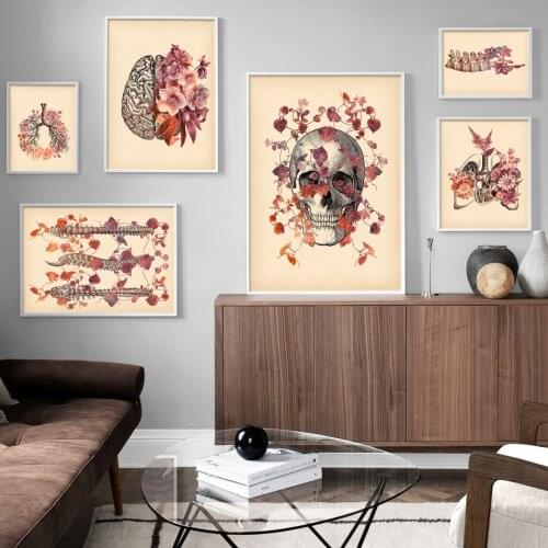 Vintage Lung Skull Spine Human Anatomy Medicine Wall Art Canvas Painting Nordic Posters And Prints Wall Pictures For Living Room
