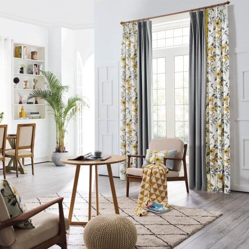 European and American style floral design cotton printed curtains shading curtains for living room , bedroom window treatment