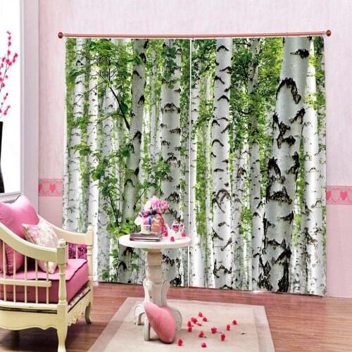 Green forest curtains Customized size Luxury Blackout 3D Window Curtains For Living Room