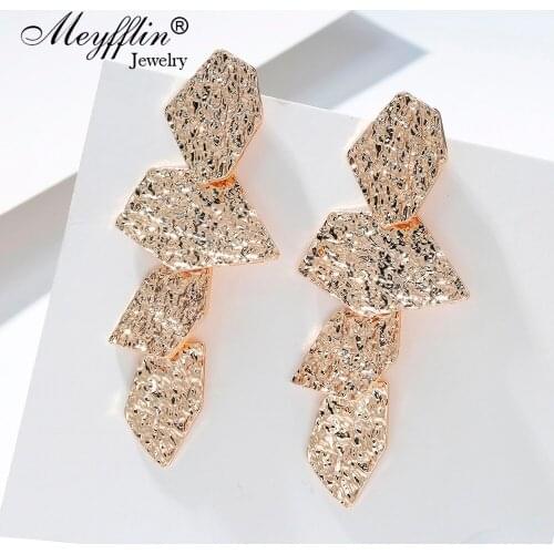 Meyfflin Metal Geometric Drop Earrings for Women 2020 Vintage Gold Silver Color Dangle Earring Female Fashion Jewelry Brincos