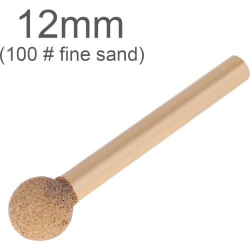 1PC 6 Handle Brazed Diamond Grinding Head 12mm 100# Fine Sand Stone Carving Ball Shaped for Polishing Metal Wood Tool Rotary Too