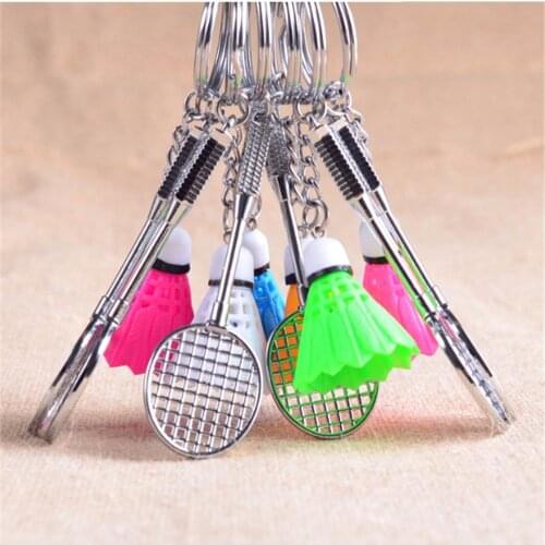 1pcs New Mini 3D Badminton Racket Balls Sports Keyring Pendant Keyfob DIY Keychain Holder Ring Car Bag Pendant Charm Keyring