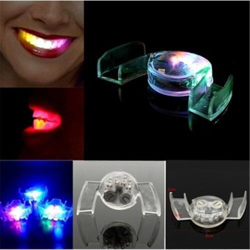 1PC New Hot Funny Halloween Gift LED Light Up Mouth Guard Piece Flashing Toy Glowing Tooth Party Favors