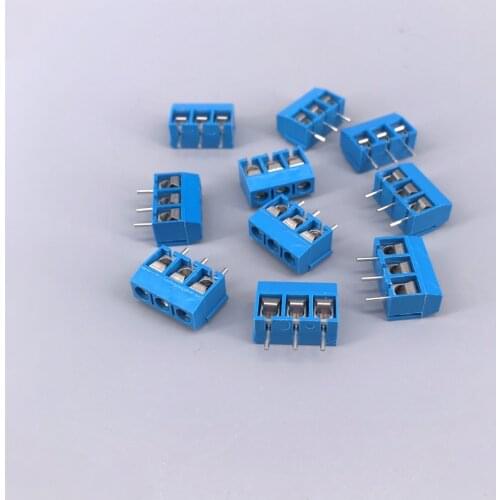 10 pcs 3 Pin Screw Blue and Green PCB Terminal Block Connector 5mm Pitch
